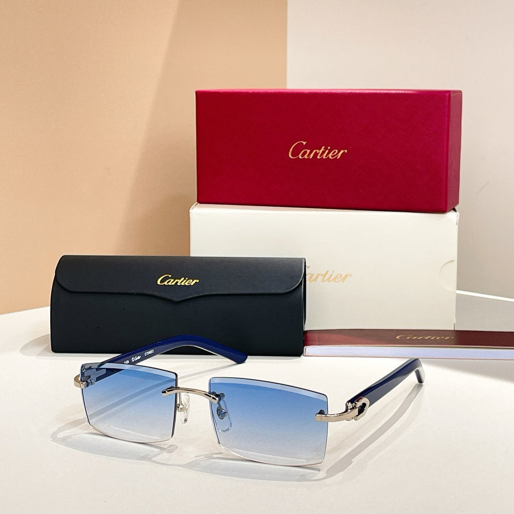CARTIER RIMLESS RECTANGULAR FRAME SUNGLASSES 571828 IN METAL
