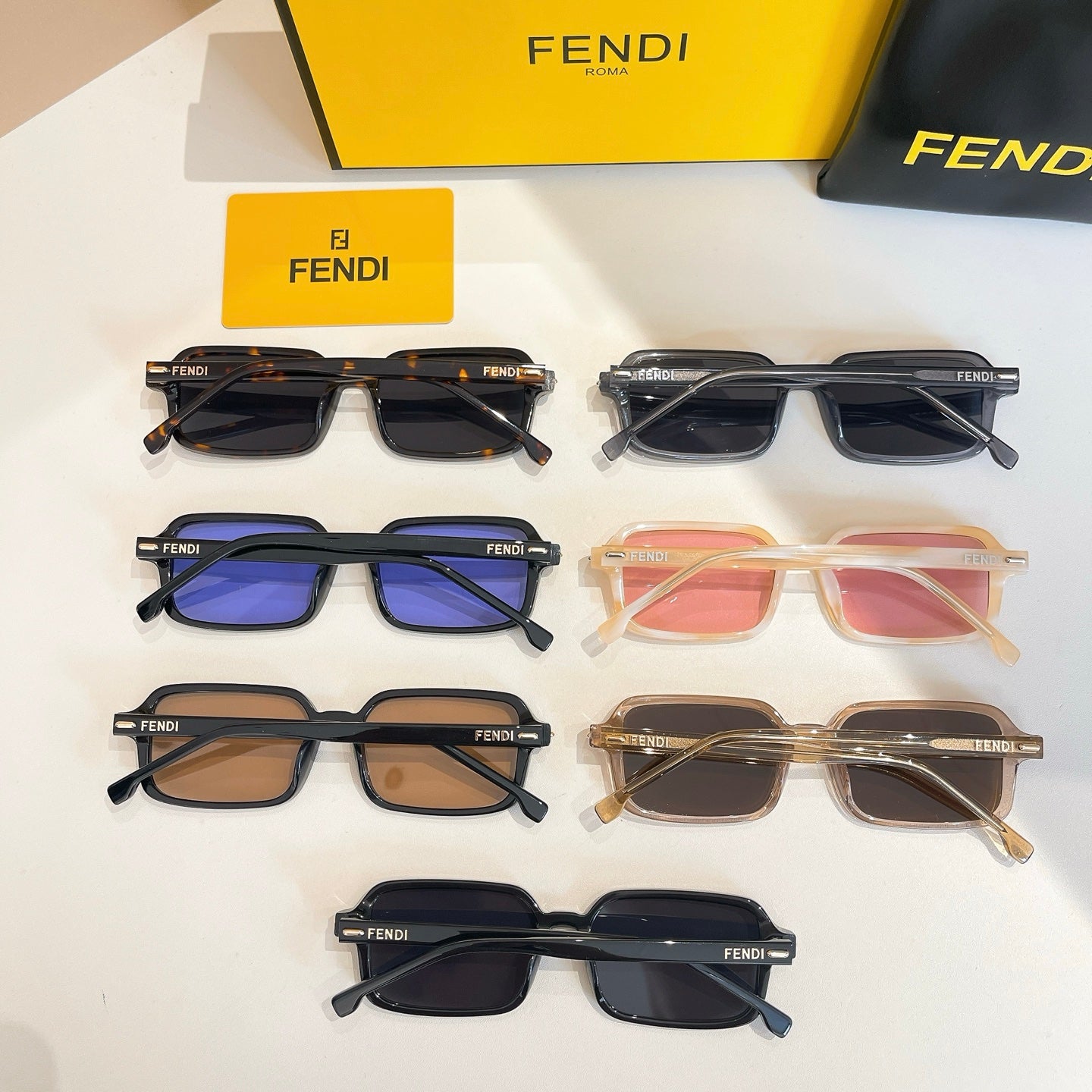FENDI SELLERIA RECTANGULAR FRAME SUNGLASSES FE40174 IN ACETATE