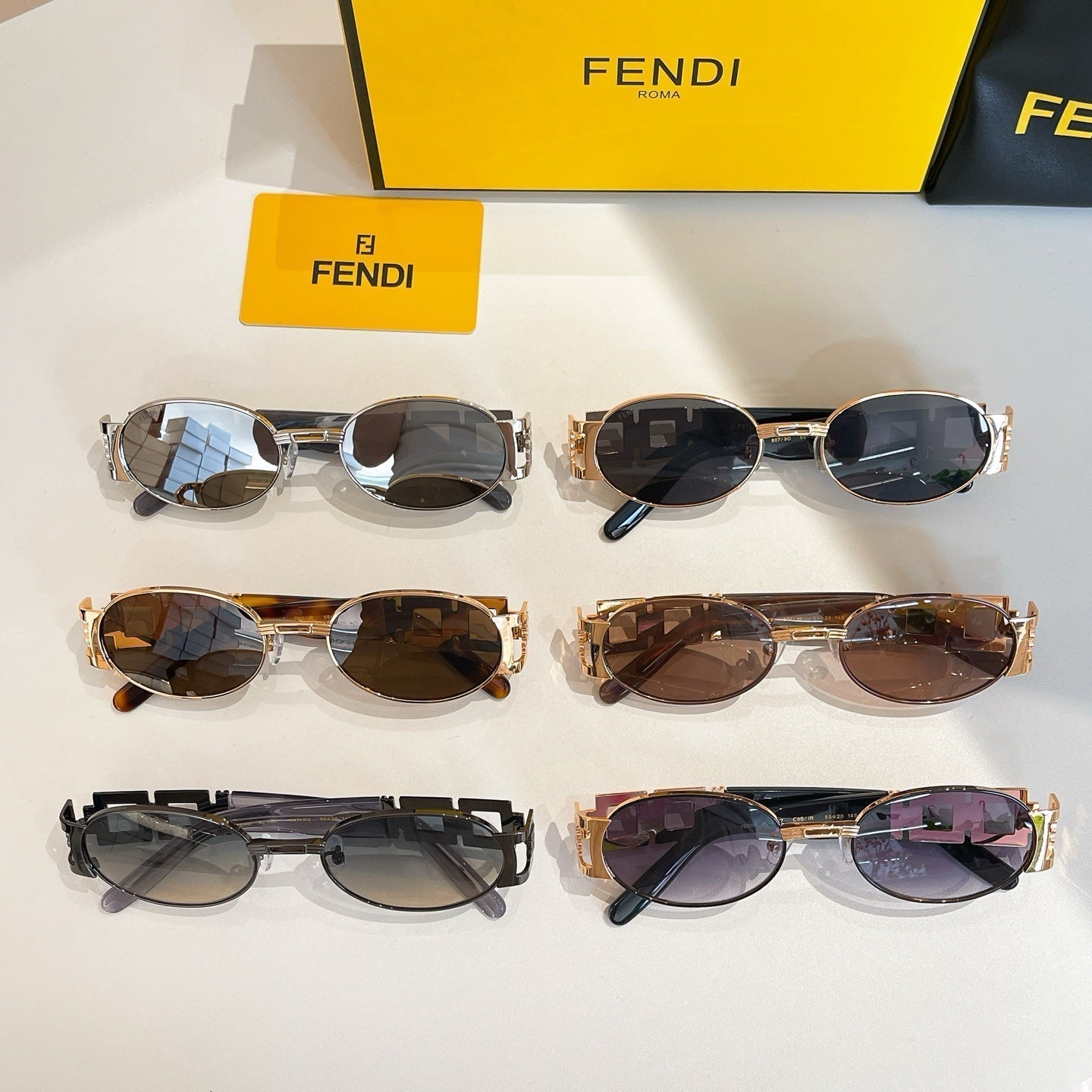 FENDI FIRST CRYSTAL OVAL FRAME SUNGLASSES 7067 IN METAL