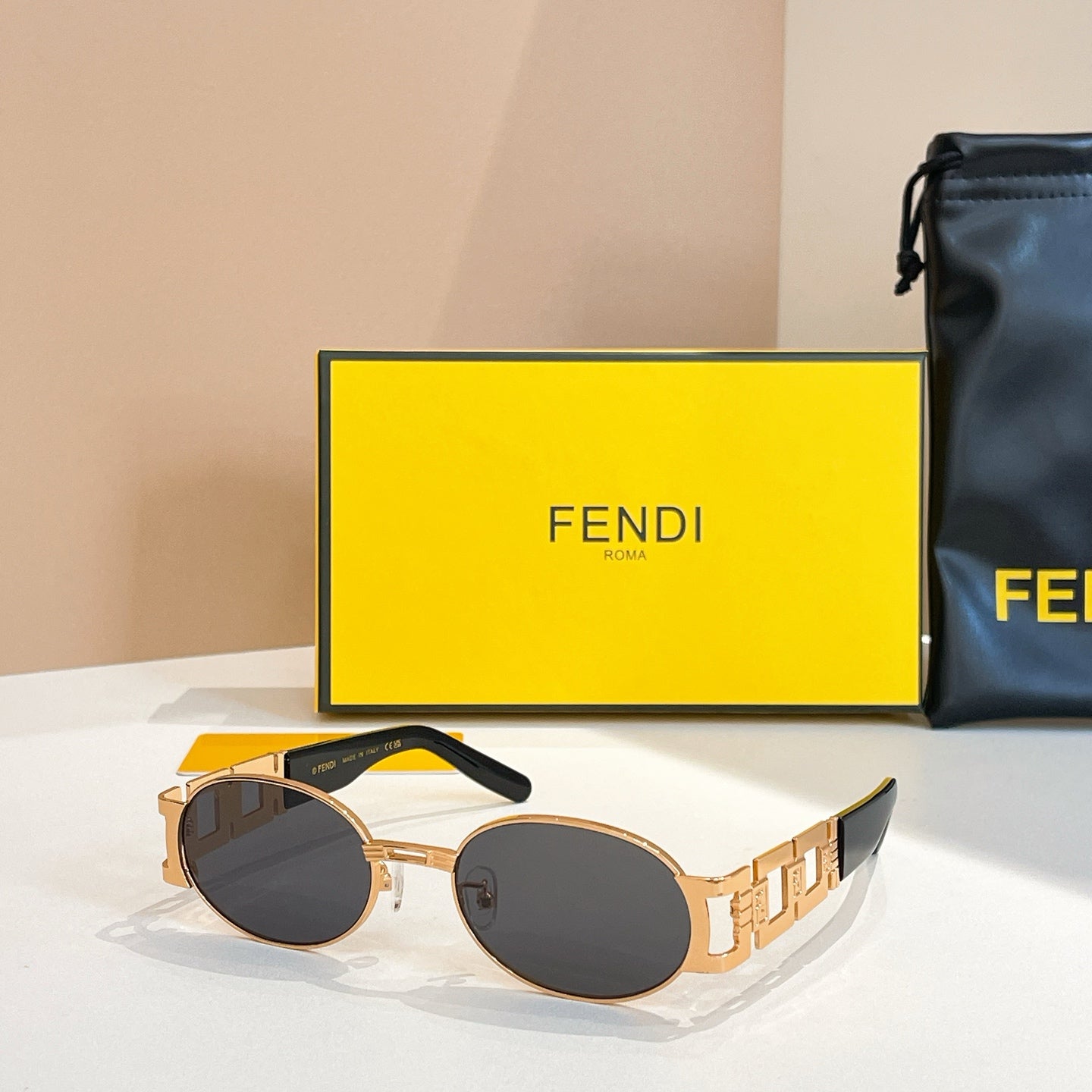 FENDI FIRST CRYSTAL OVAL FRAME SUNGLASSES 7067 IN METAL