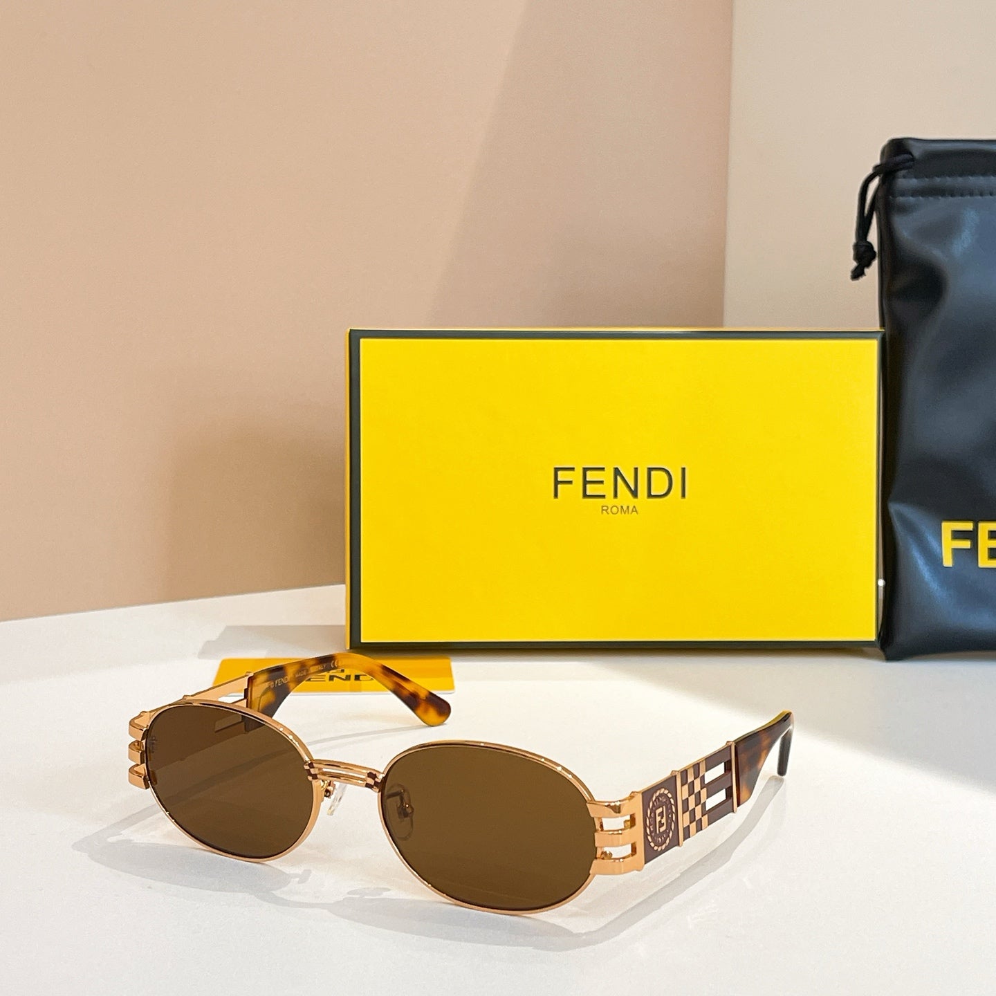 FENDI FIRST CRYSTAL OVAL FRAME SUNGLASSES 7028 IN METAL
