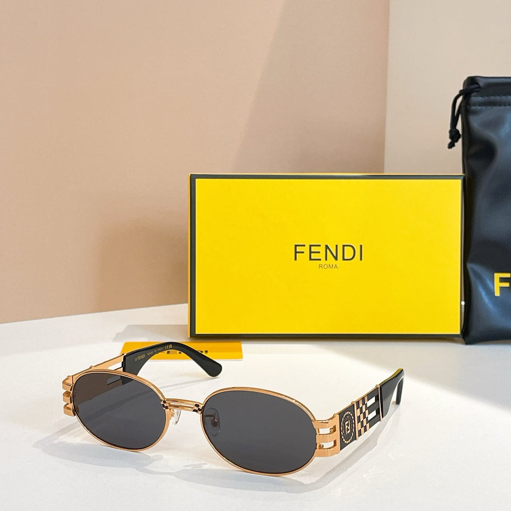 FENDI FIRST CRYSTAL OVAL FRAME SUNGLASSES 7028 IN METAL