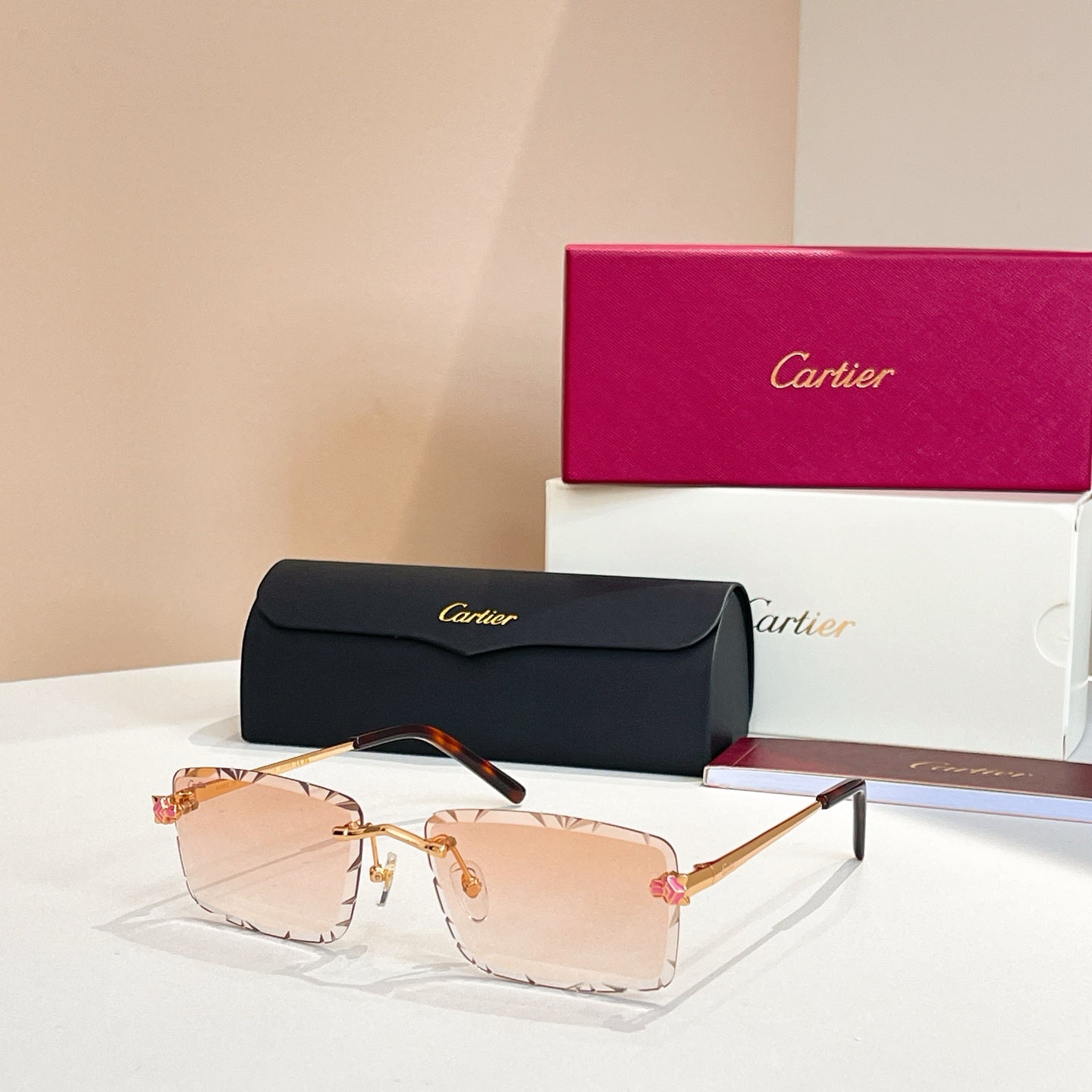 CARTIER RIMLESS RECTANGULAR FRAME SUNGLASSES 578359 IN METAL