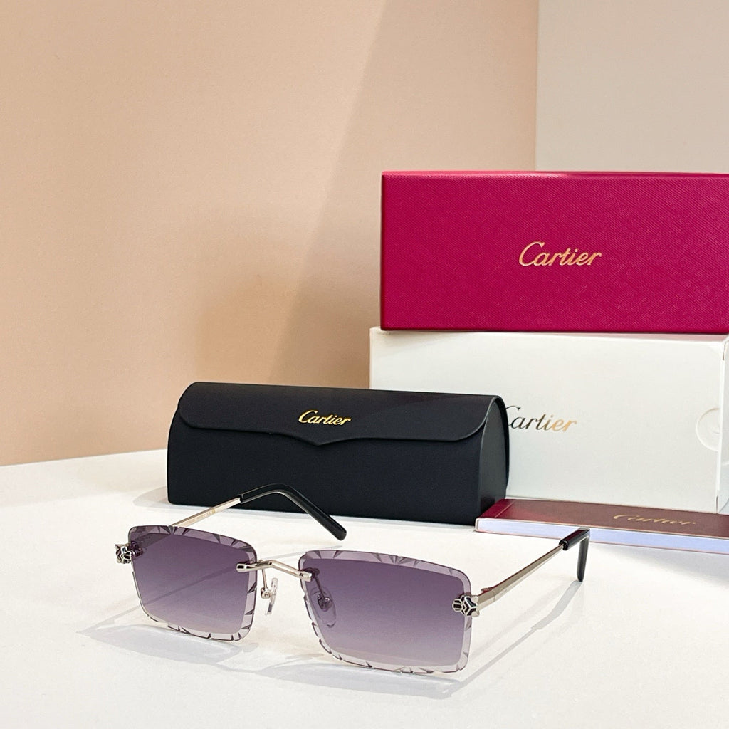 CARTIER RIMLESS RECTANGULAR FRAME SUNGLASSES 578359 IN METAL