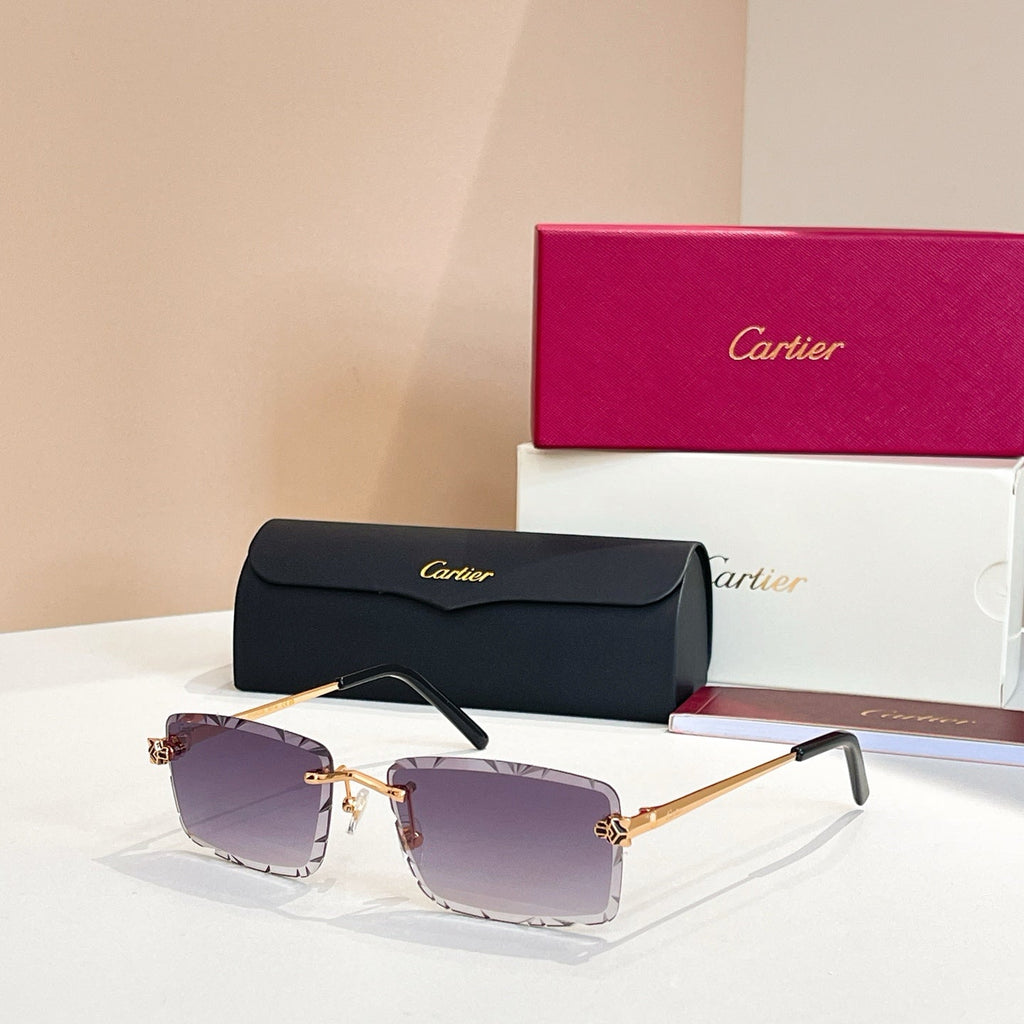 CARTIER RIMLESS RECTANGULAR FRAME SUNGLASSES 578359 IN METAL
