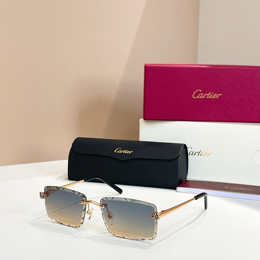 CARTIER RIMLESS RECTANGULAR FRAME SUNGLASSES 578359 IN METAL