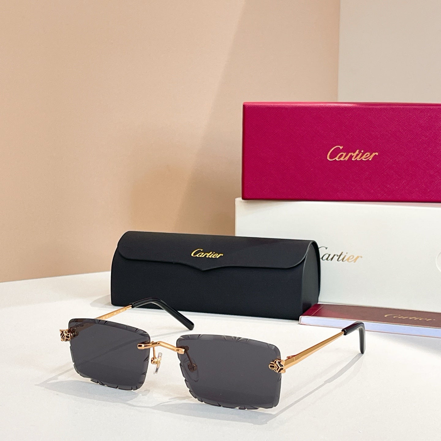 CARTIER RIMLESS RECTANGULAR FRAME SUNGLASSES 578359 IN METAL