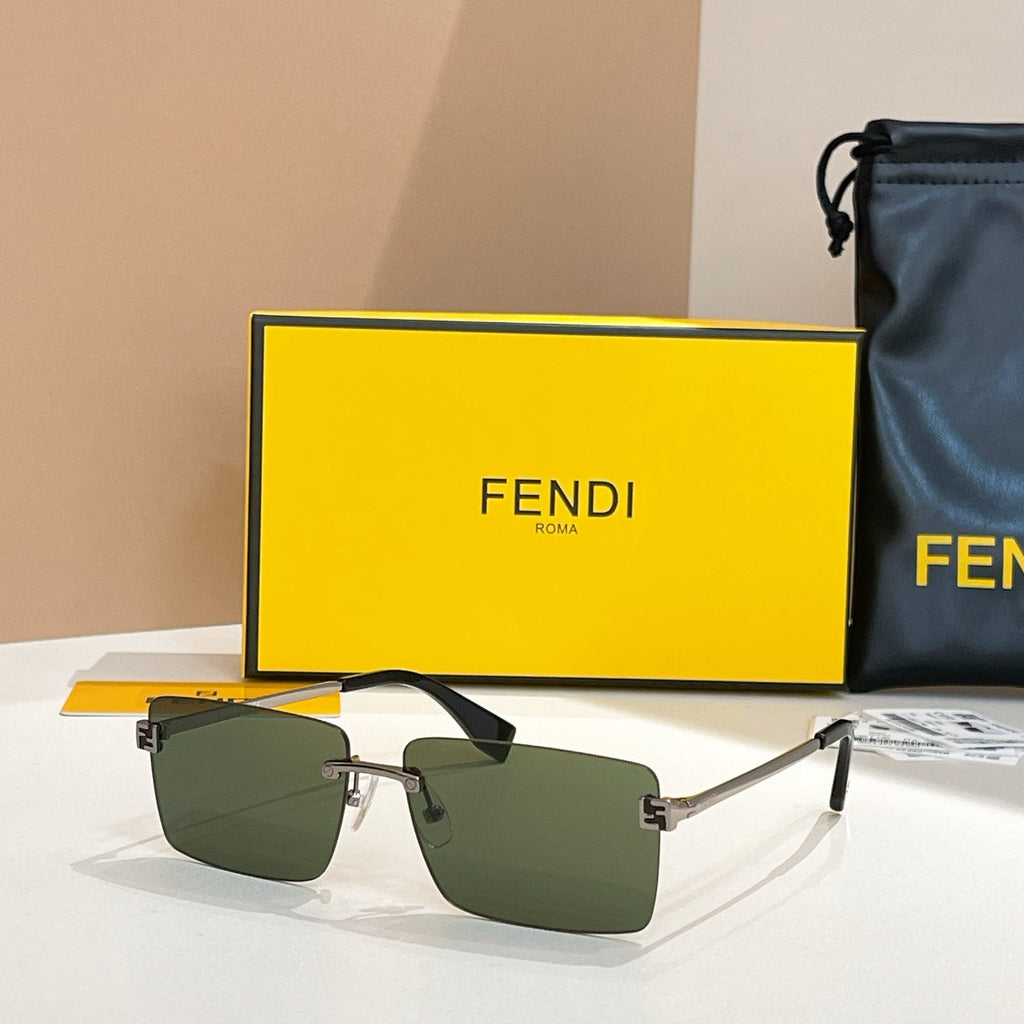 FENDI SKY RIMLESS RECTANGULAR FRAME SUNGLASSES FE40165U IN METAL