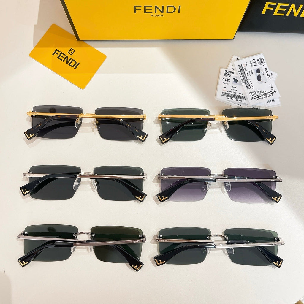 FENDI SKY RIMLESS RECTANGULAR FRAME SUNGLASSES FE40165U IN METAL