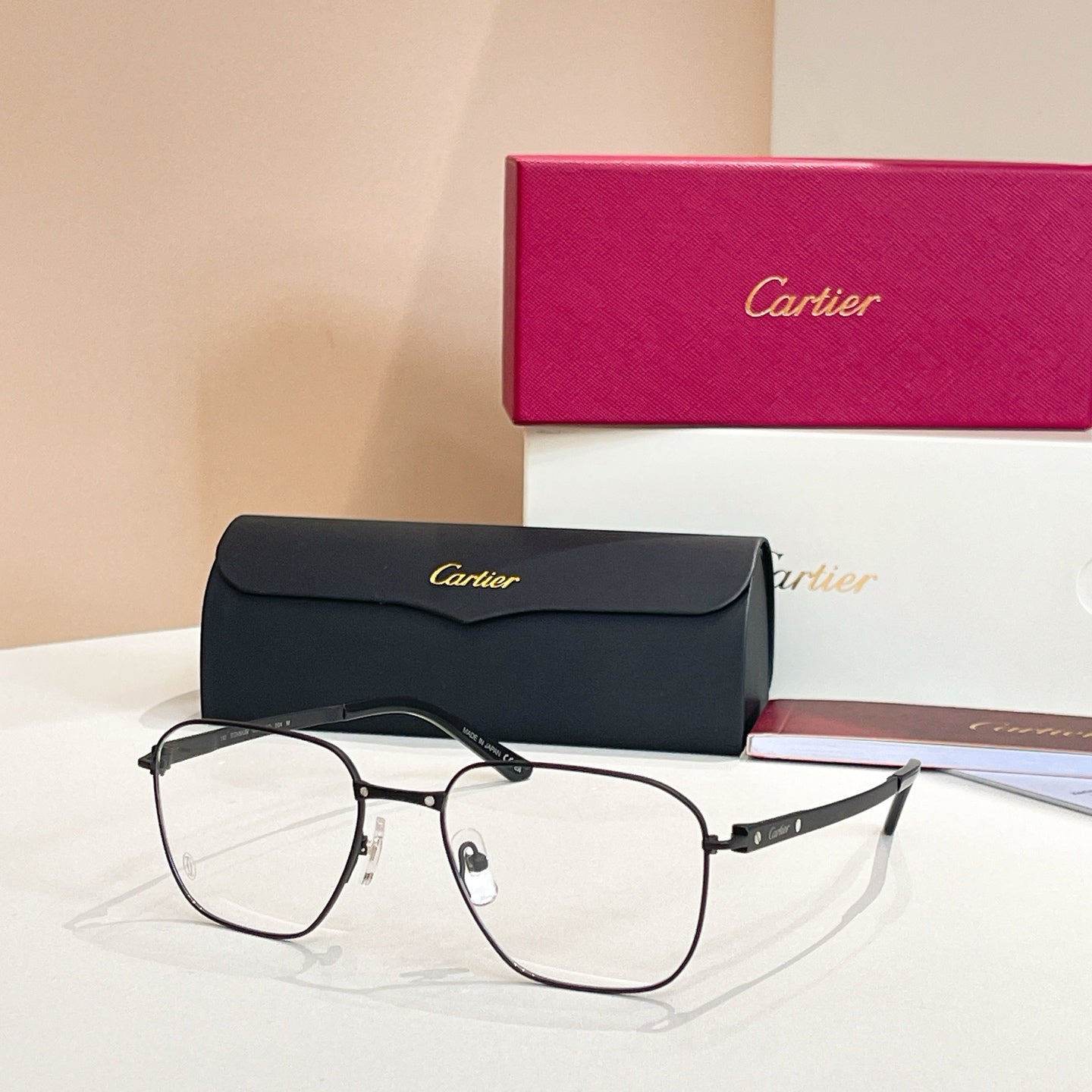 CARTIER SANTOS SQUARE FRAME SUNGLASSES CT0553O IN METAL