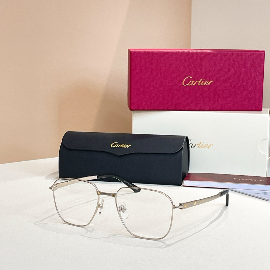 CARTIER SANTOS SQUARE FRAME SUNGLASSES CT0553O IN METAL