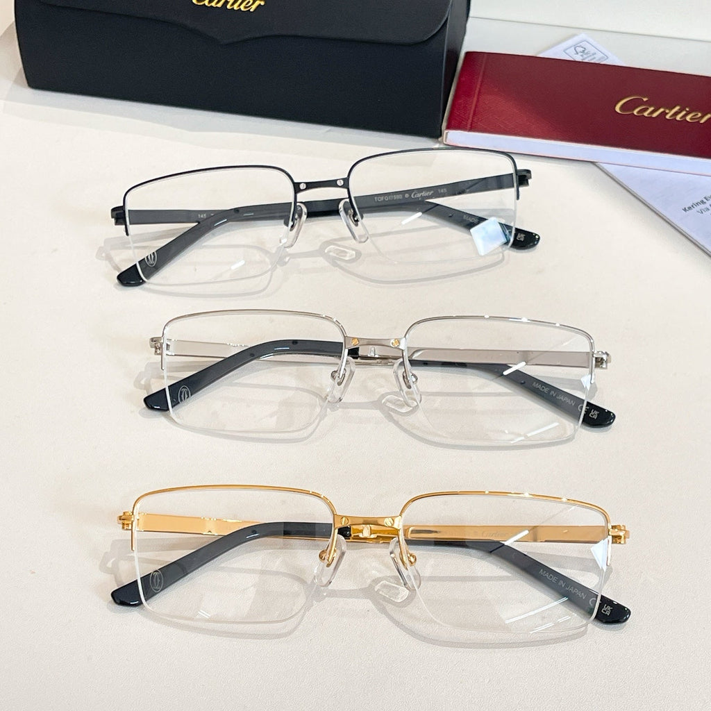 CARTIER SANTOSSEMI RIMLESS RECTANGULAR FRAME SUNGLASSES CT0554O IN METAL
