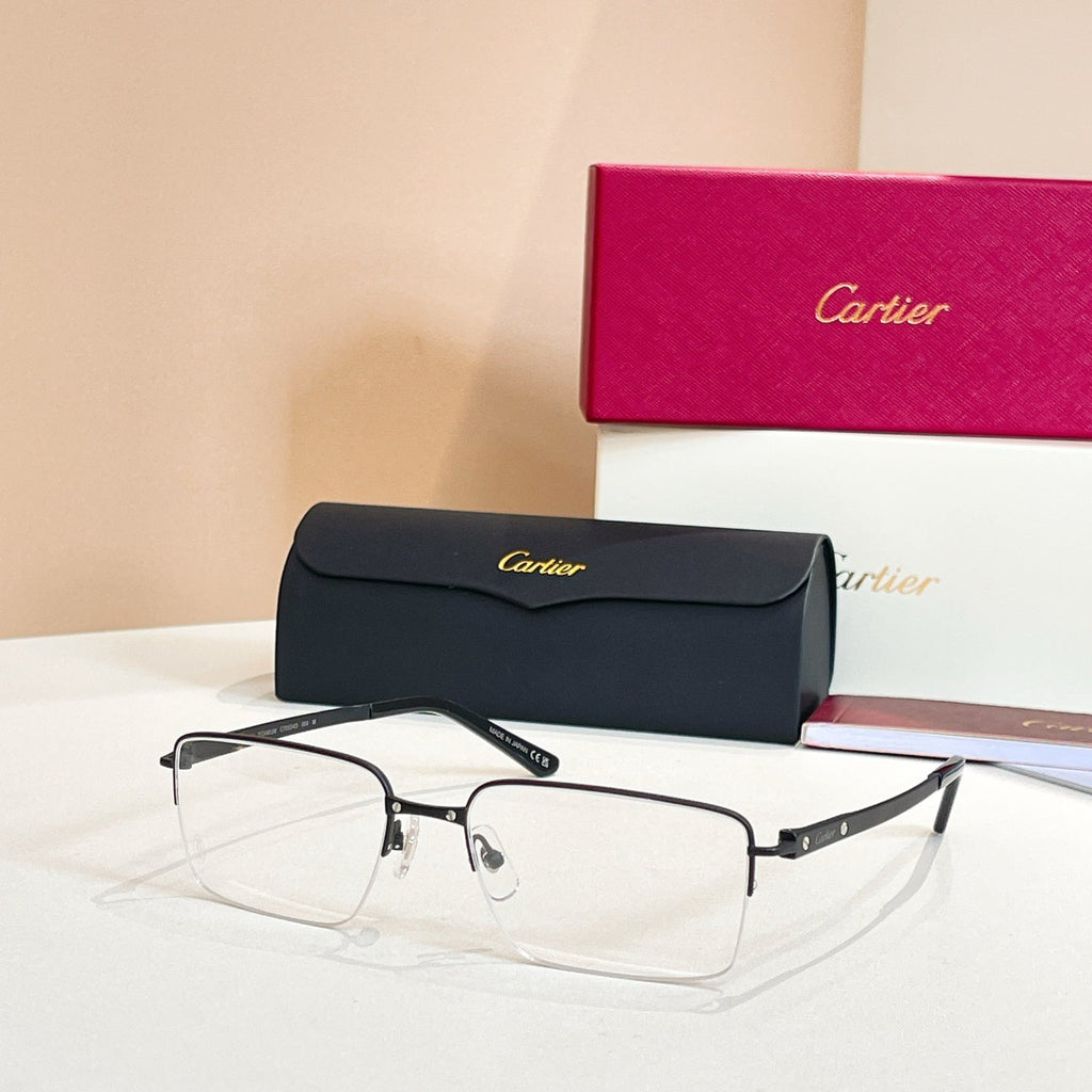 CARTIER SANTOSSEMI RIMLESS RECTANGULAR FRAME SUNGLASSES CT0554O IN METAL