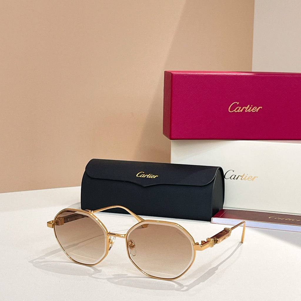 CARTIER PREMIÈRE GEOMETRIC FRAME SUNGLASSES CT0484S IN METAL