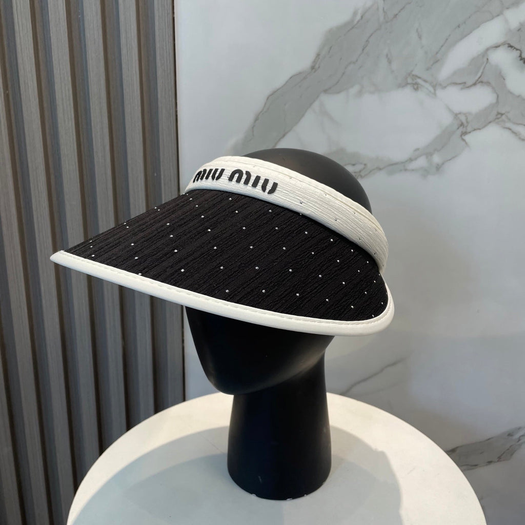 MIU MIU MM FASHION VISOR CAP IN WHITE MIX BLACK FABRIC