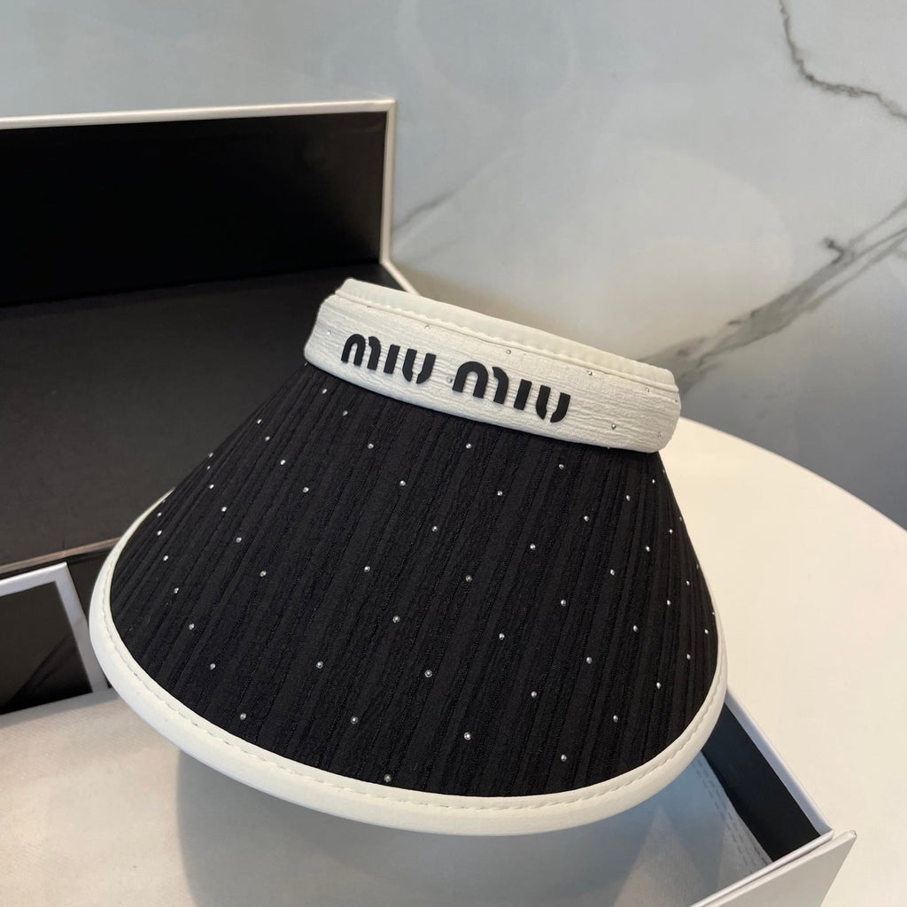 MIU MIU MM FASHION VISOR CAP IN WHITE MIX BLACK FABRIC