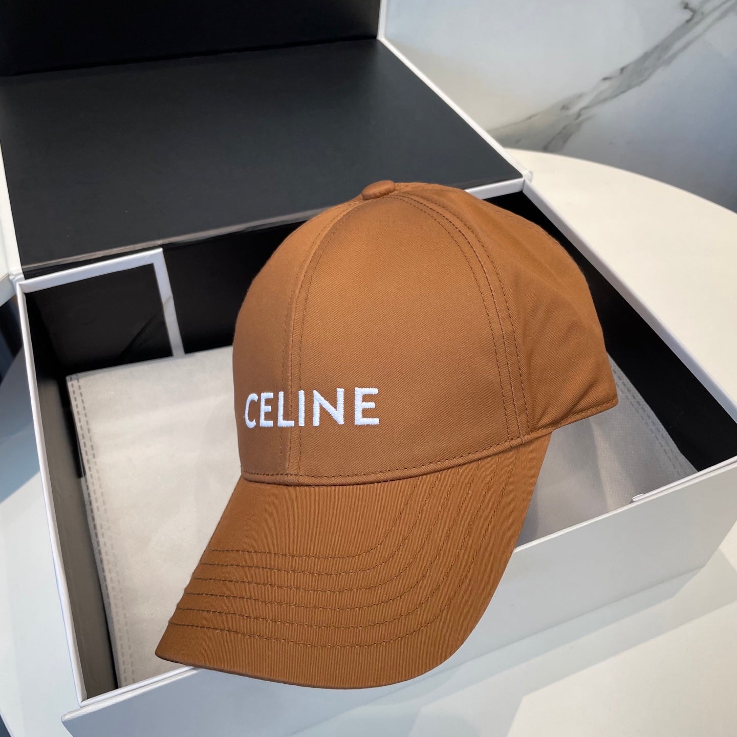 CELINE BASEBALL CAP MODEL 650750 IN BURNT ORANGE COTTON