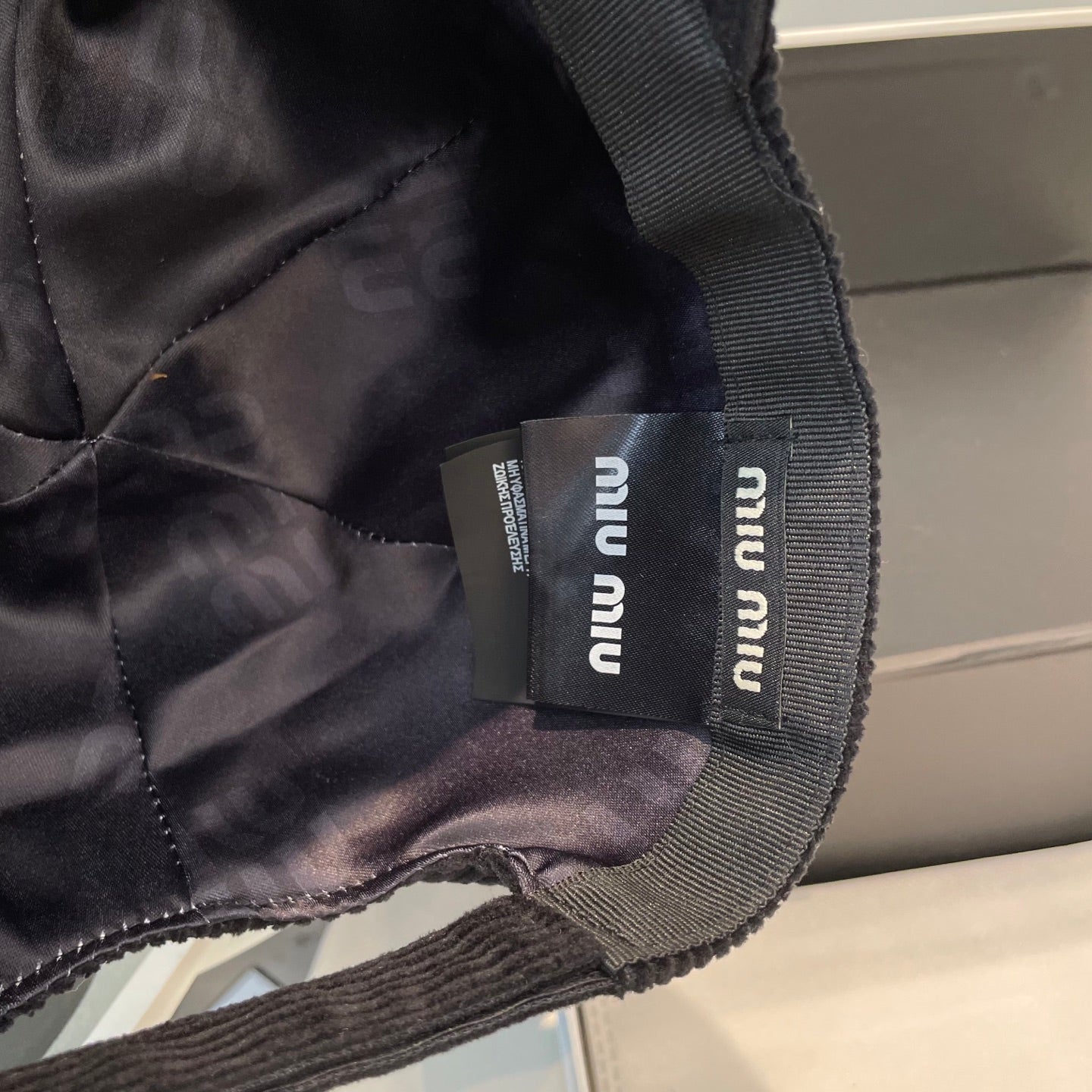 MIU MIU MM BASEBALL CAP IN BLACK VELVET