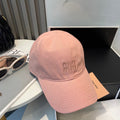 MIU MIU MM BASEBALL CAP IN PEACHY PINK FABRIC BRAND EMBROIDERY