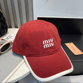 MIU MIU MM BASEBALL CAP IN RED FABRIC STYLE 9