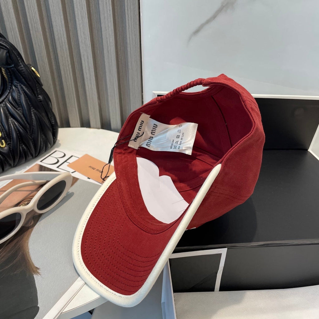 MIU MIU MM BASEBALL CAP IN RED FABRIC STYLE 9