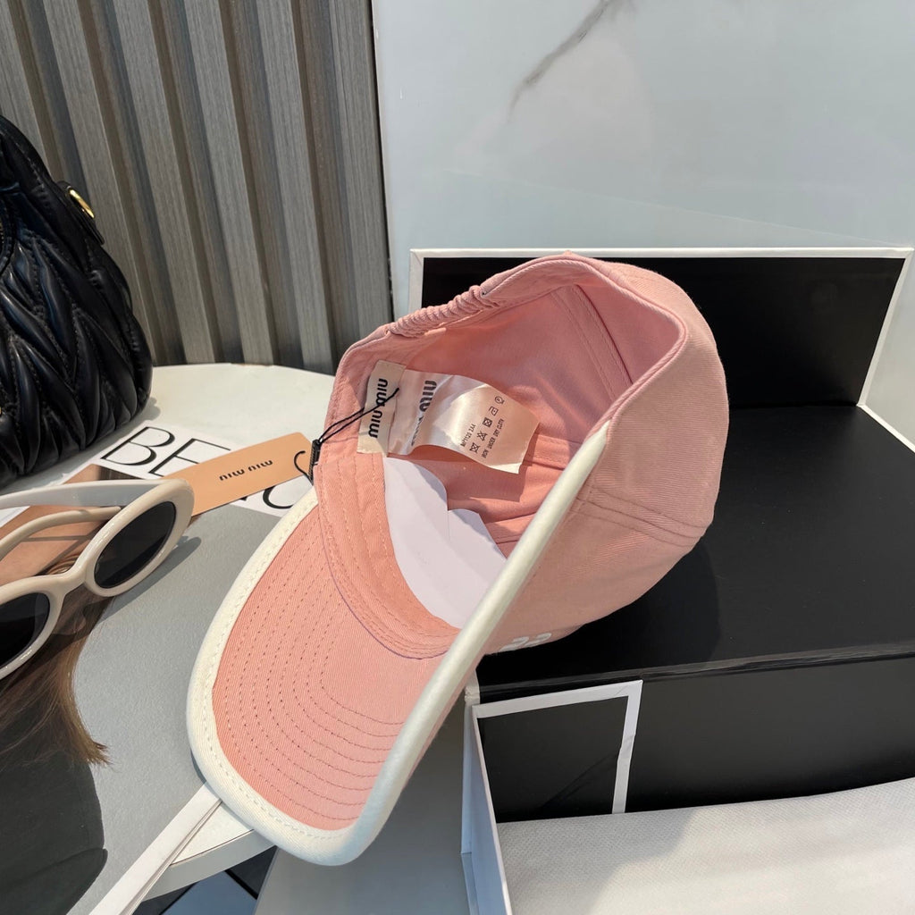MIU MIU MM BASEBALL CAP IN PEACHY PINK FABRIC STYLE 8