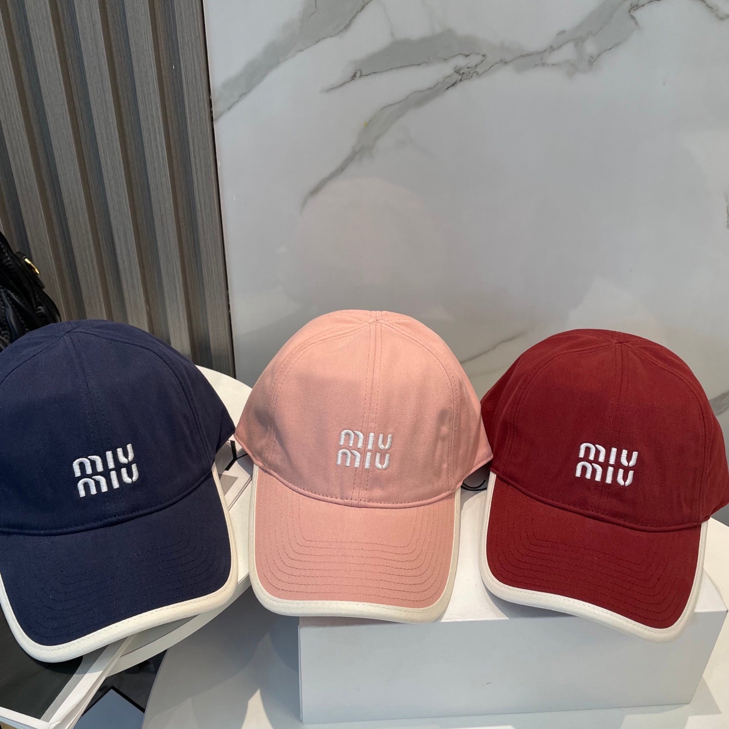 MIU MIU MM BASEBALL CAP IN PEACHY PINK FABRIC STYLE 8