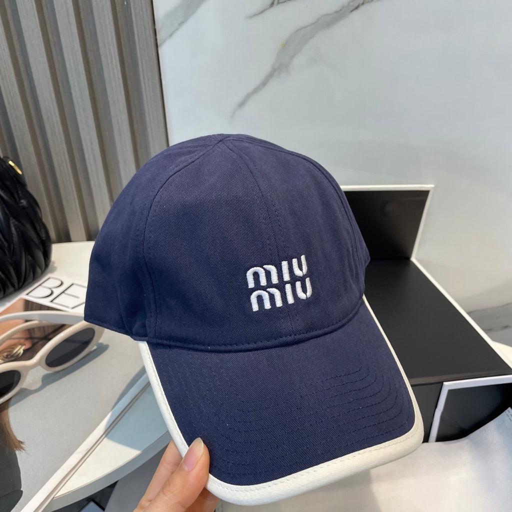 MIU MIU MM BASEBALL CAP IN NAVY BLUE FABRIC STYLE 7