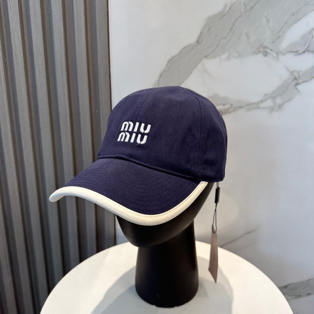 MIU MIU MM BASEBALL CAP IN NAVY BLUE FABRIC STYLE 7
