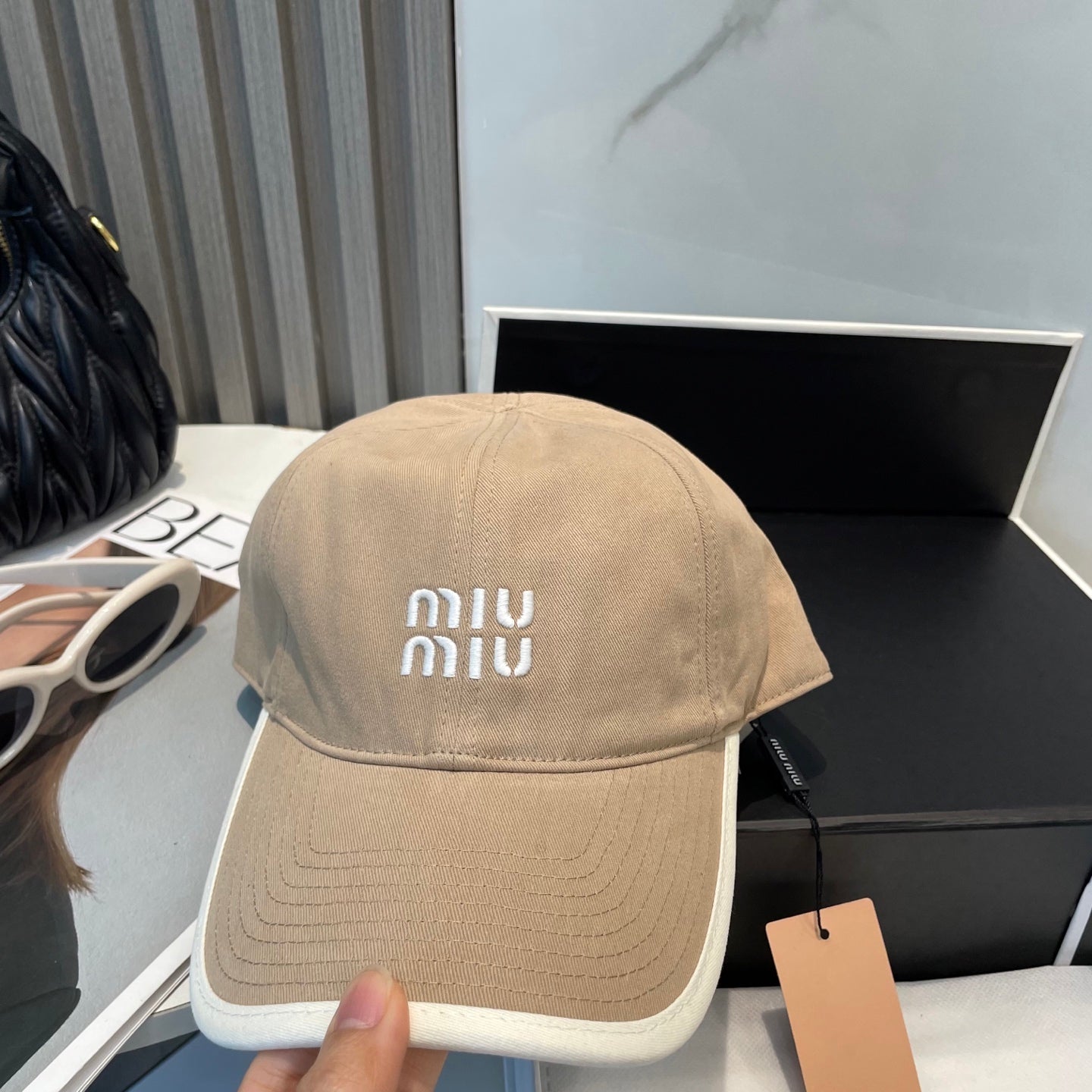 MIU MIU MM BASEBALL CAP IN BEIGE FABRIC STYLE 4