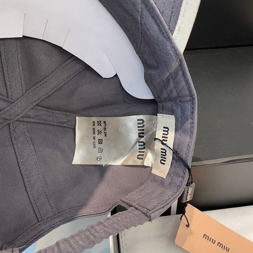 MIU MIU MM BASEBALL CAP IN GREY FABRIC STYLE 3