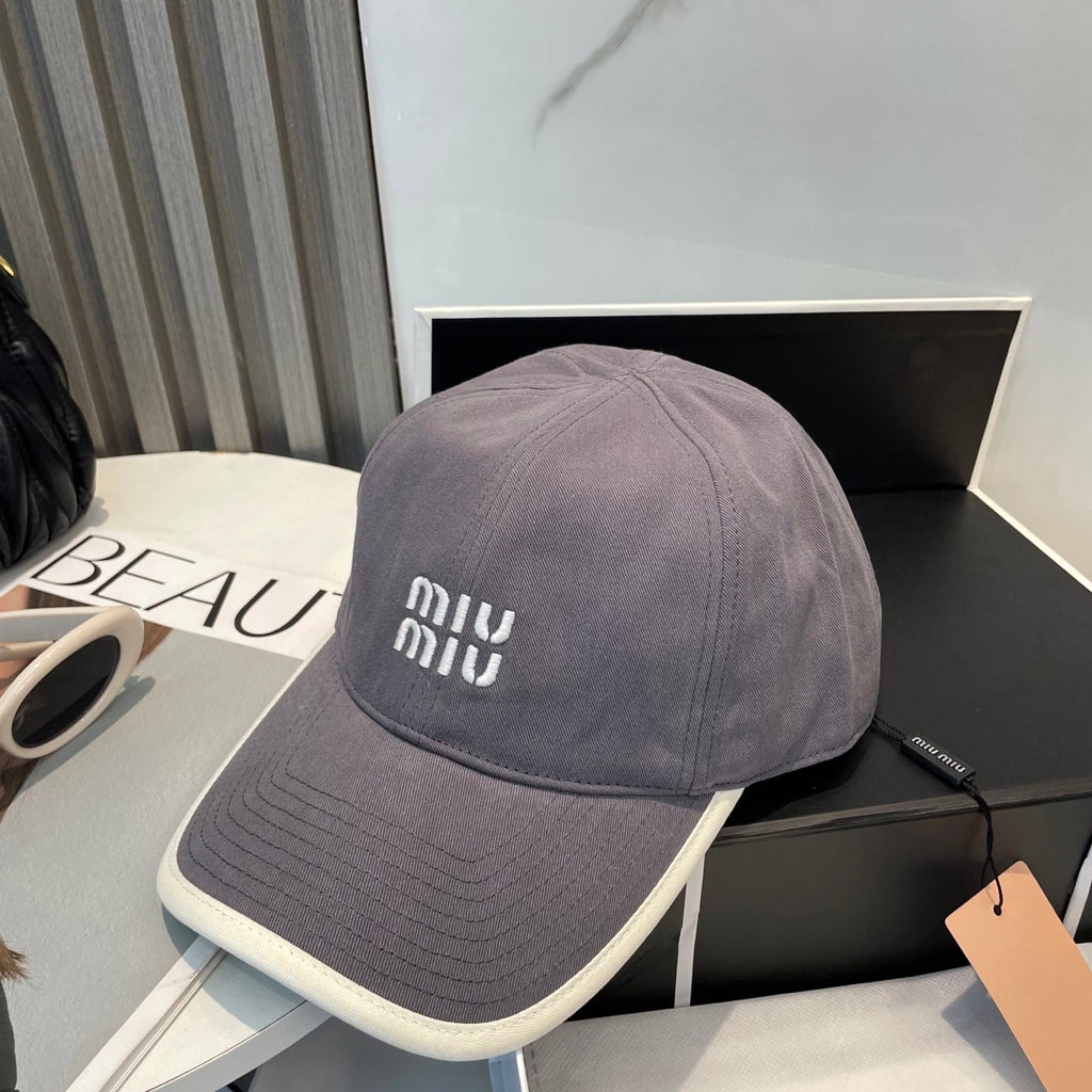 MIU MIU MM BASEBALL CAP IN GREY FABRIC STYLE 3
