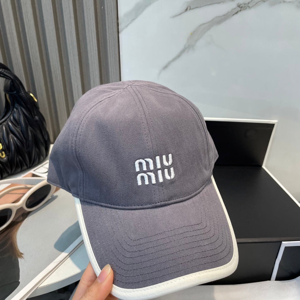 MIU MIU MM BASEBALL CAP IN GREY FABRIC STYLE 3