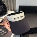 MIU MIU MM SPORT VISOR CAP IN BLACK MIX WHITE FABRIC