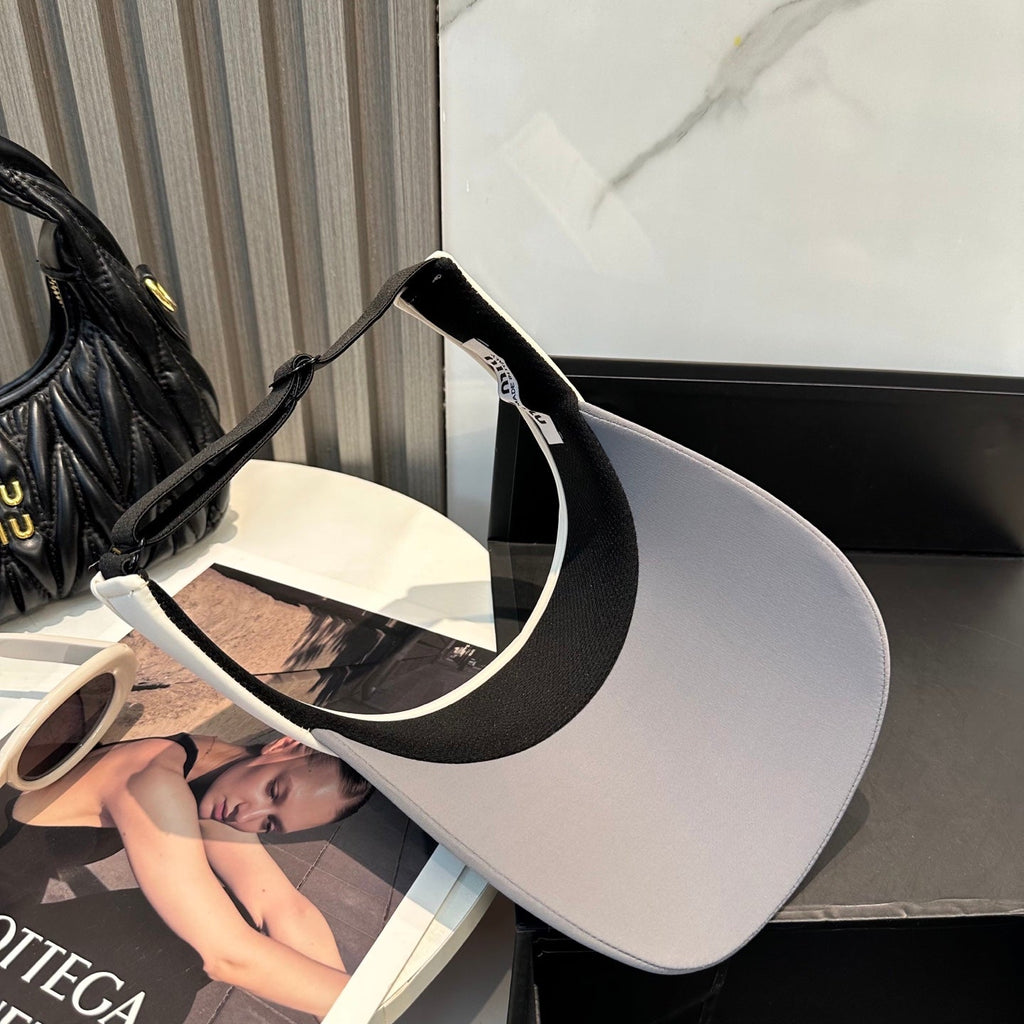 MIU MIU MM SPORT VISOR CAP IN GRAY MIX WHITE FABRIC