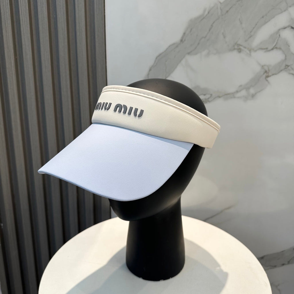 MIU MIU MM SPORT VISOR CAP IN PASTEL BLUE MIX WHITE FABRIC