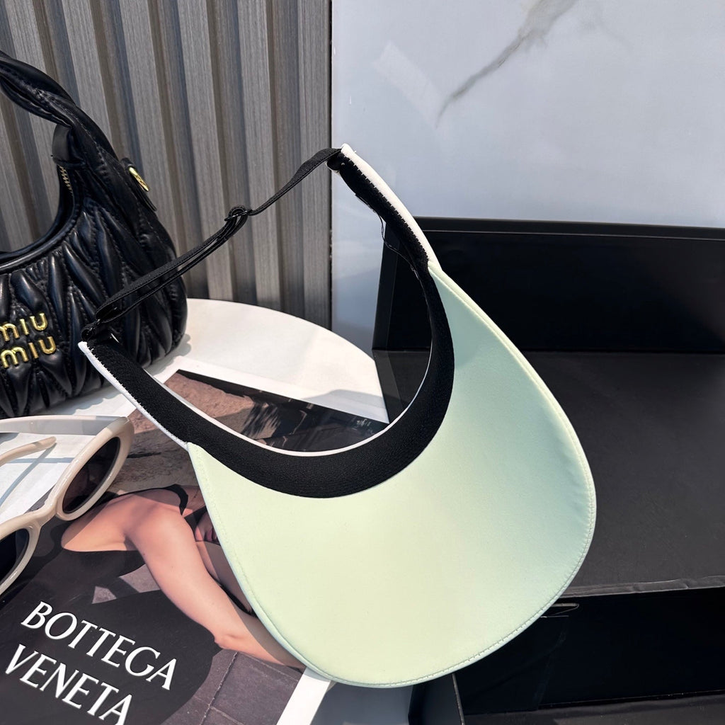 MIU MIU MM SPORT VISOR CAP IN PASTEL GREEN MIX WHITE FABRIC