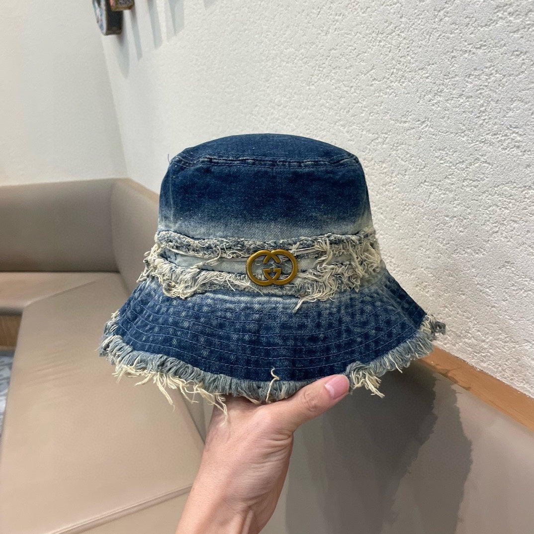 GUCCI BUCKET HAT IN AEGEAN BLUE DENIM 346893