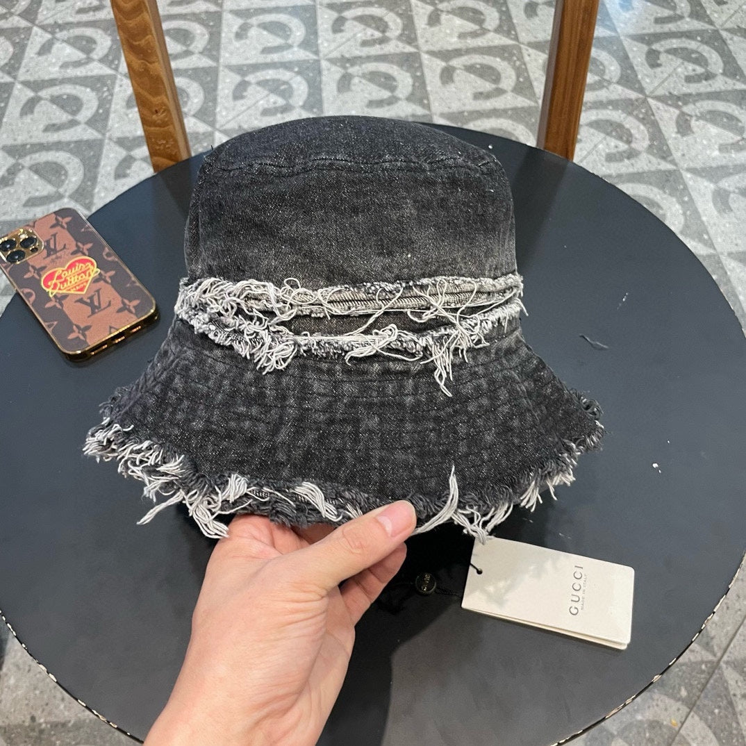 GUCCI BUCKET HAT IN BLACK DENIM 346894
