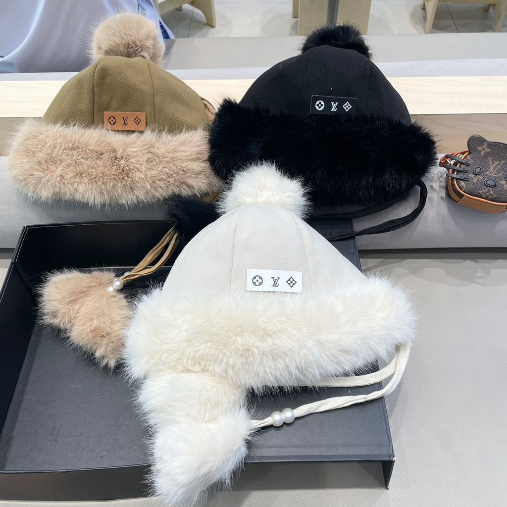 LOUIS VUITTON BEANIE HAT IN BLACK WOOL AND COTTON 419744