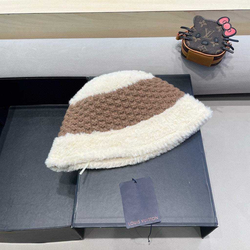 LOUIS VUITTON BUCKET HAT IN WHITE MIX BROWN WOOL 421037