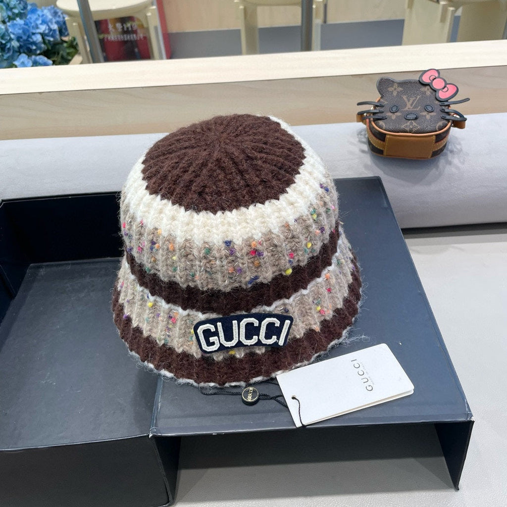 GUCCI STRIPED KNITTED BUCKET HAT COLORFUL 428102