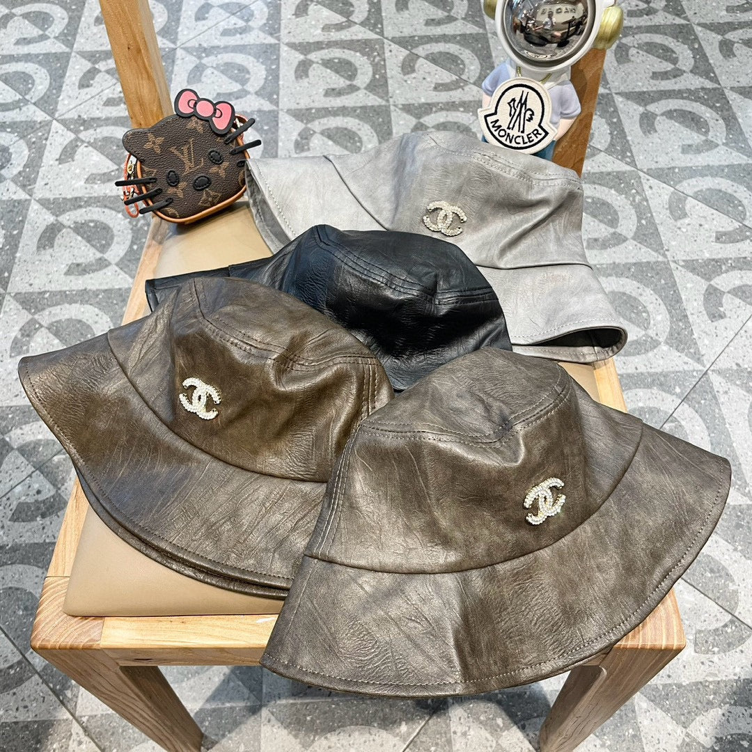 CHANEL BUCKET HAT IN WOOD BROWN CALFSKIN 431731