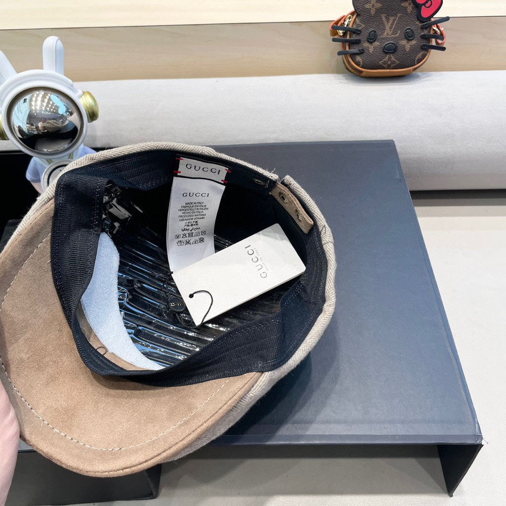 GUCCI BERET RETRO HAT IN KHAKI BROWN CASHMERE 431369