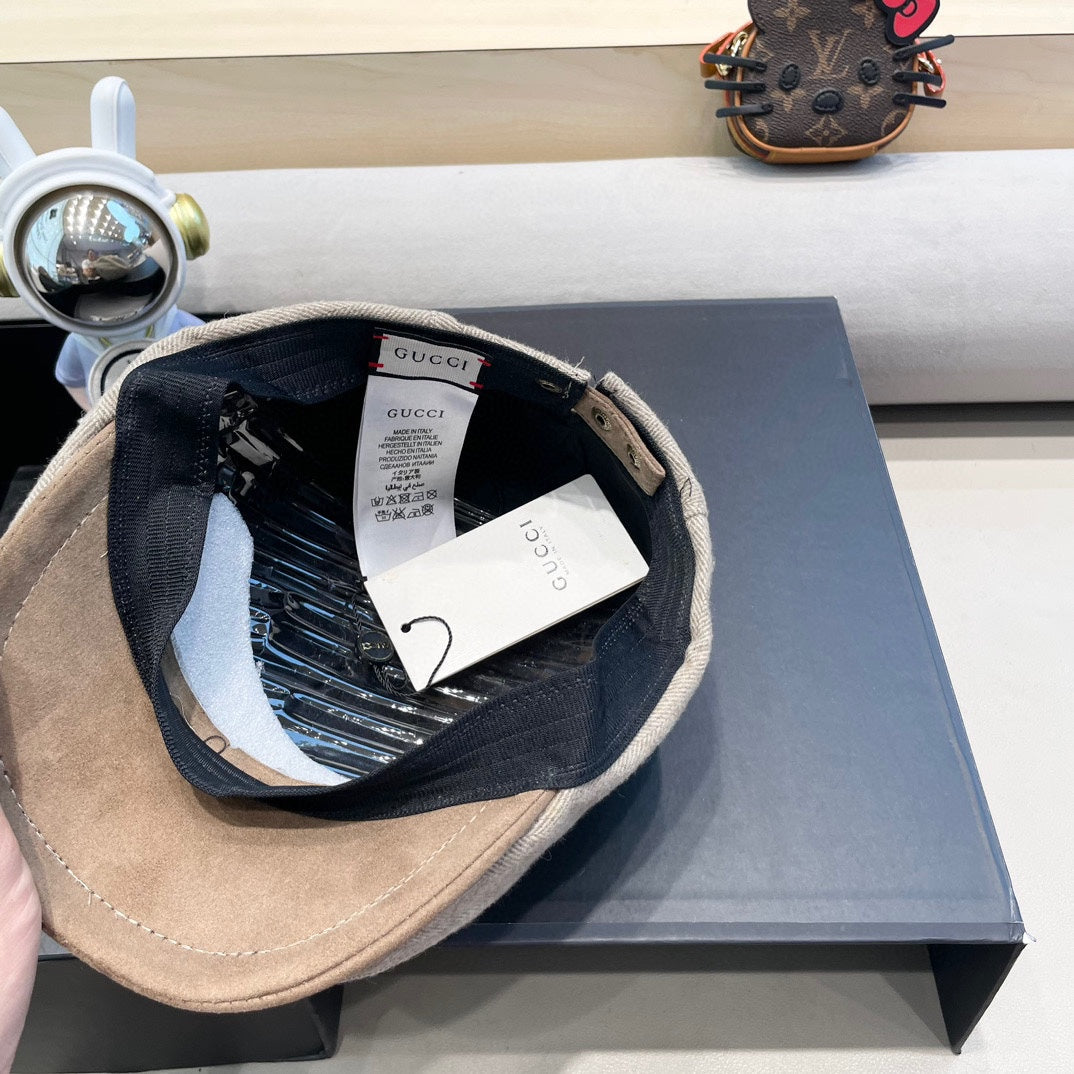 GUCCI BERET RETRO HAT IN KHAKI BROWN CASHMERE 431369