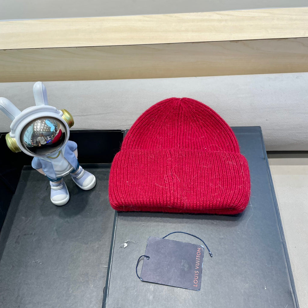 LOUIS VUITTON BEANIE HAT IN RED WOOL AND RABBIT FUR 433476