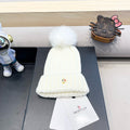 MONCLER WOOL BEANIE WITH POM POM WHITE 435046