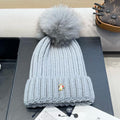 MONCLER WOOL BEANIE WITH POM POM LIGHT GRAY 435050