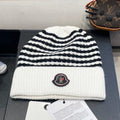 MONCLER BEANIE HAT IN WHITE MIX BLACK CASHMERE 436733