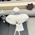 MONCLER BEANIE HAT IN WHITE WOOL AND FLEECE 436749